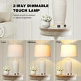 thumbnail image 5 of Cinkeda 24" Touch Control Single Table Lamp with USB Type-C Ports AC Outlet Farmhouse White Resin Jar 3 Way Dimmable Nightstand Bedside Lamp for Living Room Bedroom, 5 of 7