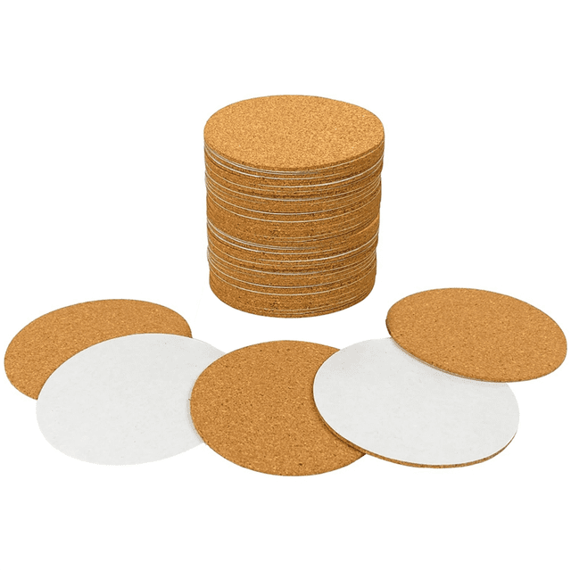 40 Pack Self-Adhesive Cork Round 3.5 Inch Backing Sheets Cork Coasters for DIY Crafts-Bottom Protection,40-piece round self-adhesive cork coasters (diameter 90MM, thickness 2MM with adhesive),Brown