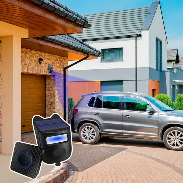 Sistema de alarma, sistema de alarma solar, sistema de alerta de seguridad con sensor y detector de movimiento para exteriores totalmente resistente a la intemperie, 1 receptor y 1 sensor, timbre inal