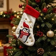 thumbnail image 2 of Qocolcyl Plush Embroidered Christmas Stockings, Cute Penguin Reindeer Santa Snowman Xmas Stocking with Red Cuff, Hanging Gift Bag for Fireplace Tree Indoor Christmas Decorations Holiday Family Party, 2 of 7