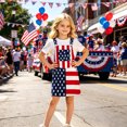 thumbnail image 2 of Likimi Toddler Kids Girls Suspenders Dress For Independence Day Square Neck Sleeveless Patriotic Printed Summer Fashionable Dresses Blue Size 8-9 Years, 2 of 7