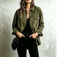 thumbnail image 4 of Domzest Womens Corduroy Shirt Jacket Button Down Frayed Hem Lapel Shirt Jackets 2026 Fall Casual Oversized Outerwear with Chest Pocket Army Green XXL, 4 of 6