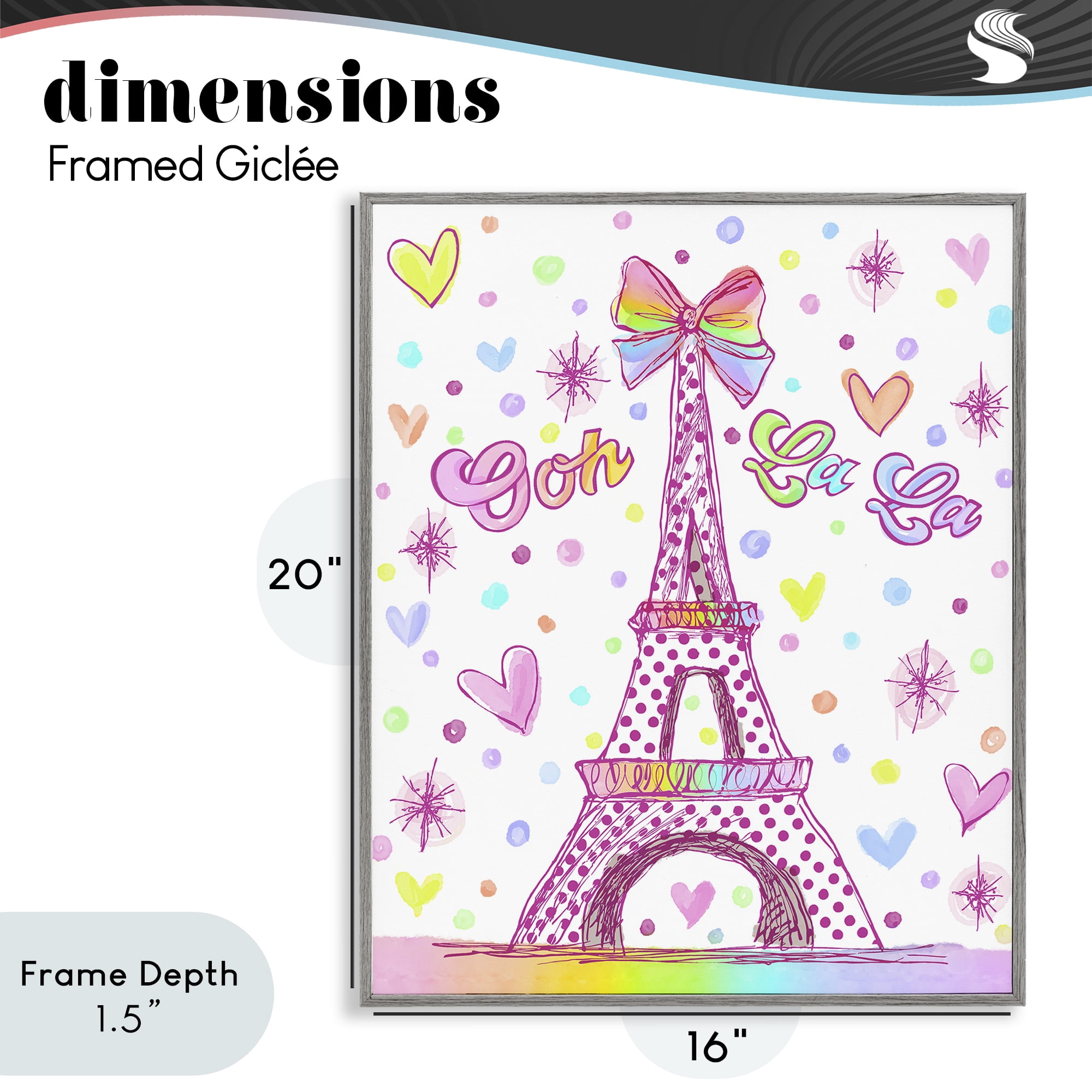 Stupell Industries Bright Pastels Eiffel Tower Gray Framed Giclee Art, design by Jess Stempel