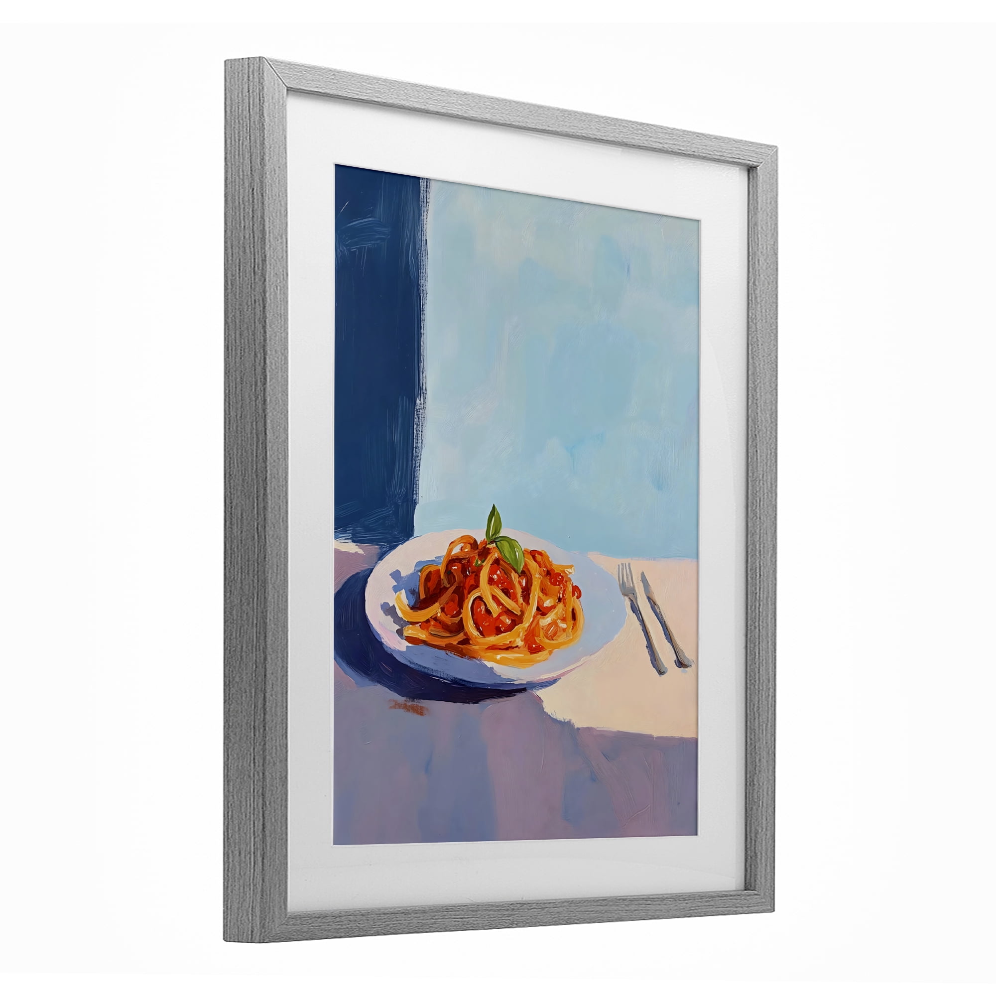 Stupell Industries Italian Spaghetti on Plate Gray Framed Print Under Glass, design by The Prints Vibe