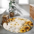 thumbnail image 3 of Round Rugs 3 Ft, Farmhouse Sunflower Non Slip Area Rugs for Kitchen Bedroom Entryway, Vintage Daisy Butterflies Rustic Burlap Washable Carpet Runner Rug Floor Mats for Bedroom Home Decor, 3 of 8