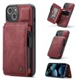 thumbnail image 1 of Dteck Case for Apple iPhone 13 6.1-inch,Retro Magnetic Leather Card Holder Wallet Shockproof Case Hybrid Rubber Zipper Purse Kickstand Protective Cover for iPhone 13,Red, 1 of 6