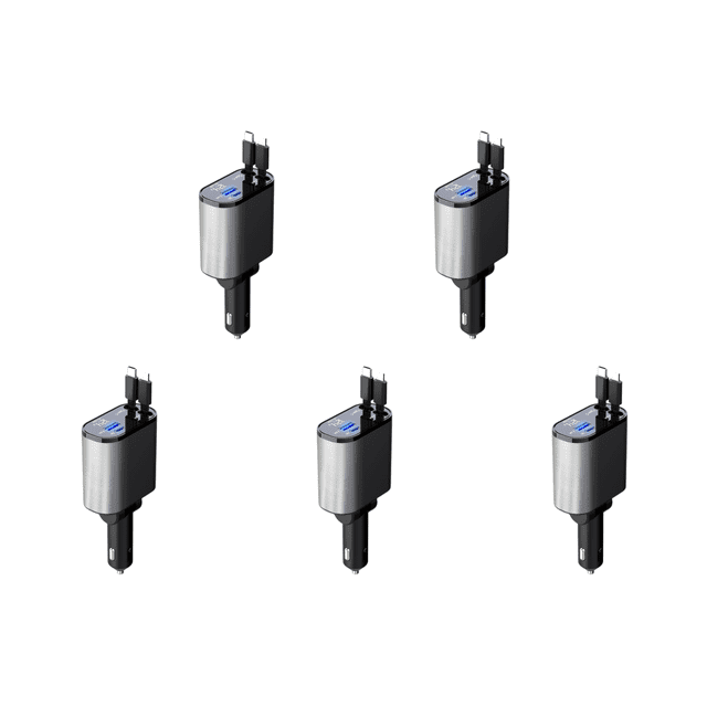 Cargador Rápido para Coche Pantalla Digital Retráctil 120W Encendedor Cigarrillos en Interfaz USB Y Tipo C