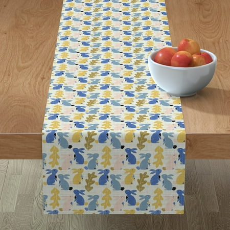 

Cotton Sateen Table Runner 90 - Spring Bunny Rabbit Nursery Baby Animals Easter Rabbits Yellow Blue Woodland Boy Print Custom Table Linens by Spoonflower