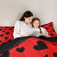 thumbnail image 4 of Homewish Cartoon Heart Print 7-Piece Bedding Comforter Set,Kawaii Loves Pattern King Bedding Sets,Red Black Bed Sheets For Girl,Ultra Soft Home Decor Reversible, 4 of 8