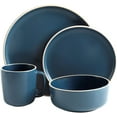 thumbnail image 2 of Gibson Home Zuma 16 Piece Round Kitchen Dinnerware Set, Dishes, Plates, Bowls, Mugs, Service for 4, Matte Stoneware, Blue, 2 of 5