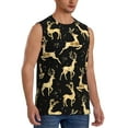 thumbnail image 2 of Bixox Men's Christmas Gold Deers Printed Shirt Sleeveless Fitness Tank Top-Medium, 2 of 7