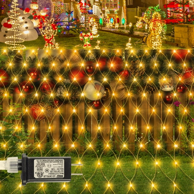 Neumático navideño Oopswow, 3 m x 2 m, 200 LED, blanco cálido