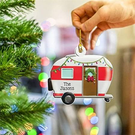 

MENRKOO 1Pc Christmas Ornaments Hanging Decoration Gift Product Personalized Family Iron Fire Truck Excavator Excavator Pendant A ac150