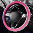 thumbnail image 4 of UBIUO Diamond Leather Steering Wheel Cover Universal Fit 15 Inch, with Bling Bling Crystal Rhinestones, for SUVS,Vans,Trucks Steering Wheel (Pink and, 4 of 4