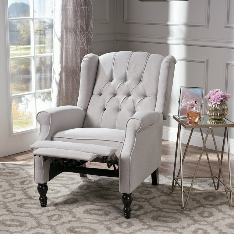 Salome Oversized Tufted Wingback Fabric Push Back Recliner – GDFStudio