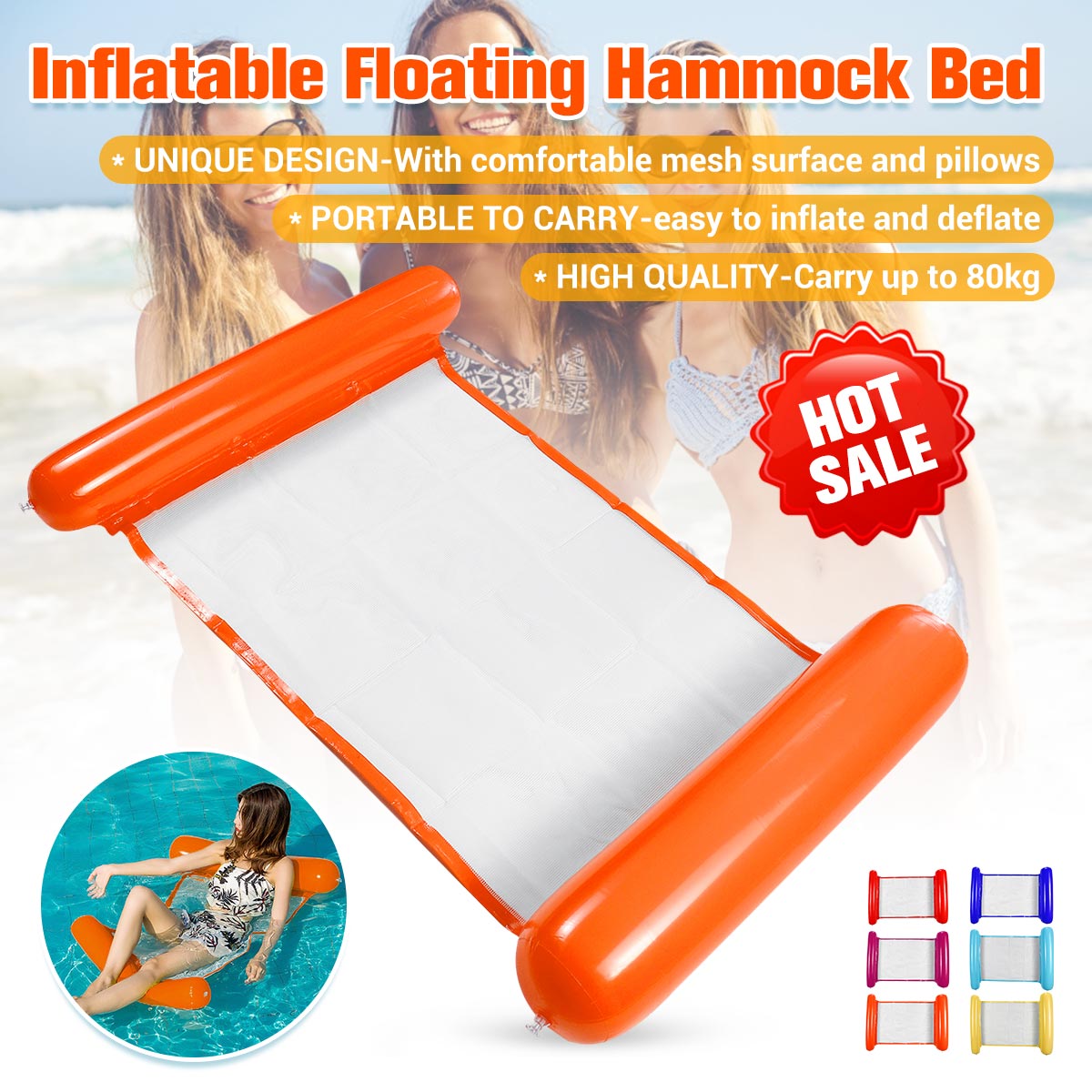 Inflatable Water Hammock Water Floating Bed Adult Swimming Floating Bed