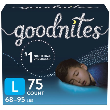 Goodnites Boys' Nighttime Bedwetting Underwear, L (68-95 lb.), 75 Ct