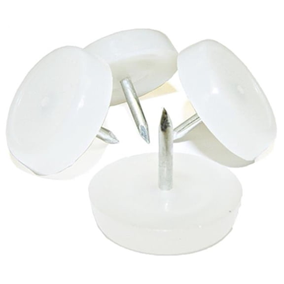 Richelieu America 235908 0.87 in. TruGuard Plastic Base Round Nail On Glides, White - Pack of 4