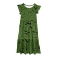 thumbnail image 7 of Zwiiyzr 6-12Y Girl's Summer Dresses Ruffle Sleeve Tiered Swing Midi Dress Floral Casual Swing Sundress with Pockets Olive Green, 7 of 7