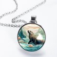 thumbnail image 2 of Sea Lion Circular Glass Pendant Necklace - Women's Statement Necklaces, 2 of 5