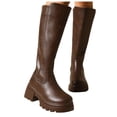 thumbnail image 5 of E-856 Brown Round Toe Knee High Boots For Women On Thick Sole Comfortable Long Boots, 5 of 9