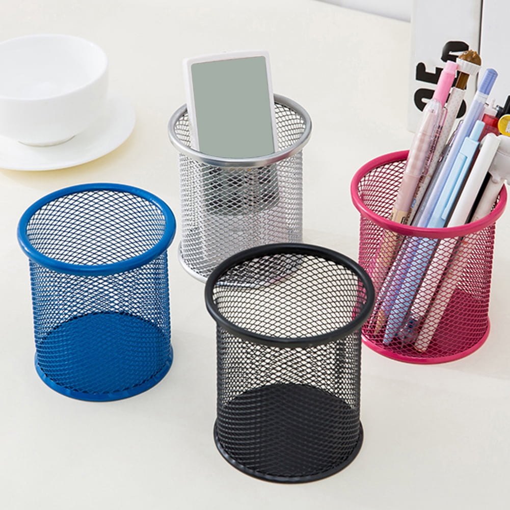 DGROEE Pen Holder Iron Mesh Pencil Holders Round/Square Shaped Pen