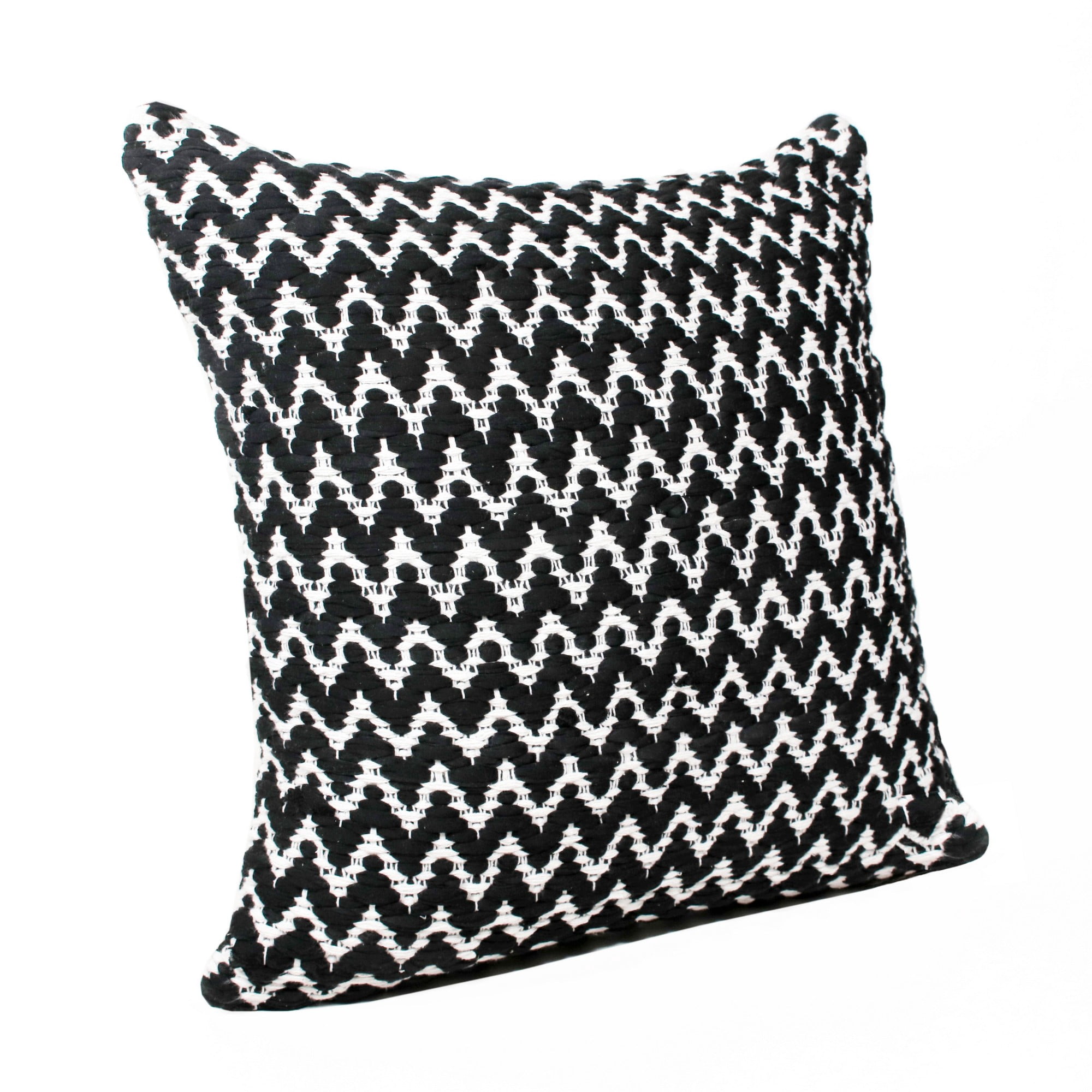 Harlow Hill Black/White Geometric Modern Polyester Blend Throw Pillow Cover, 20" x 20"