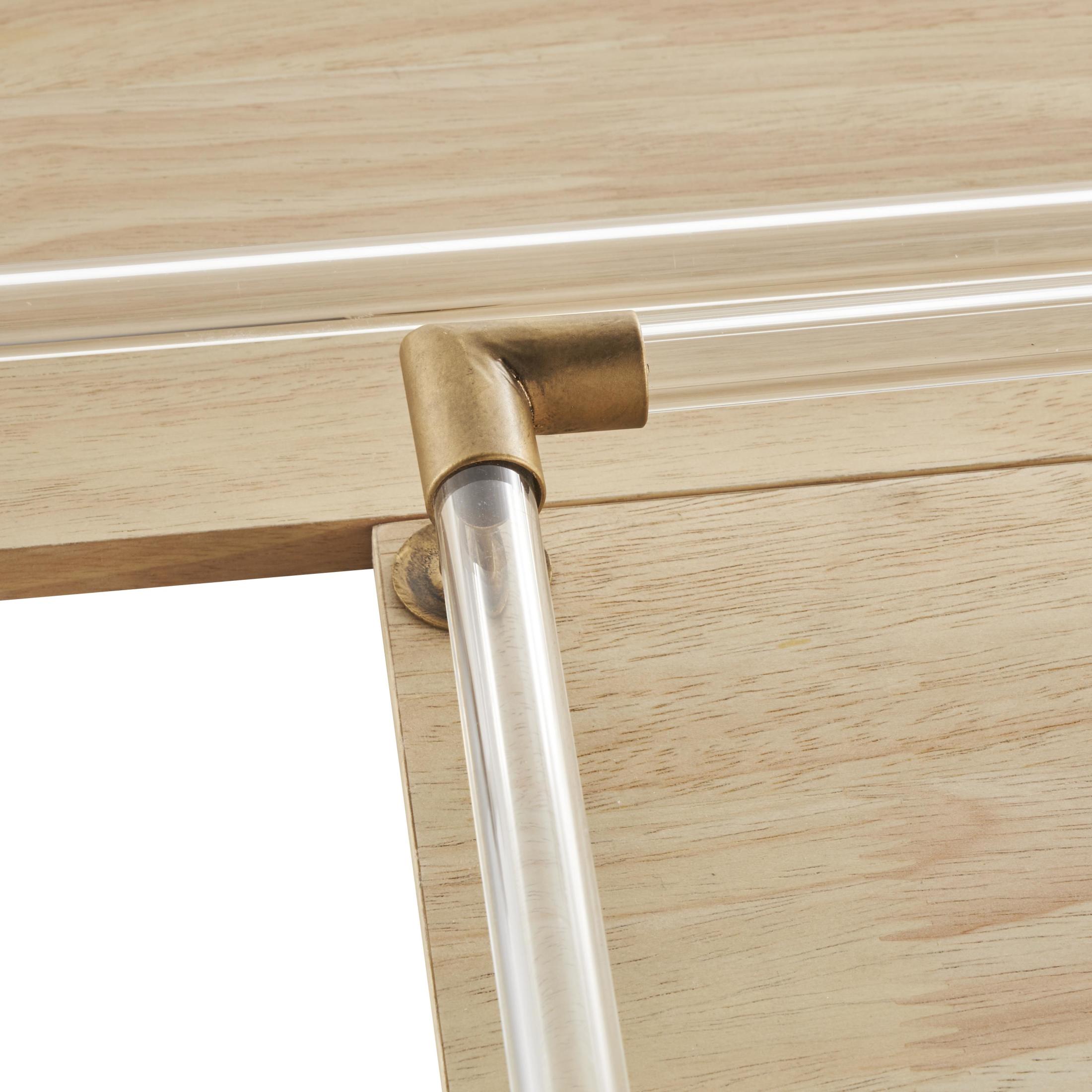 DecMode 19", 17"W Light Brown Mango Wood  Tray with Copper Metal Edges and Acrylic Sides, 2-Pieces