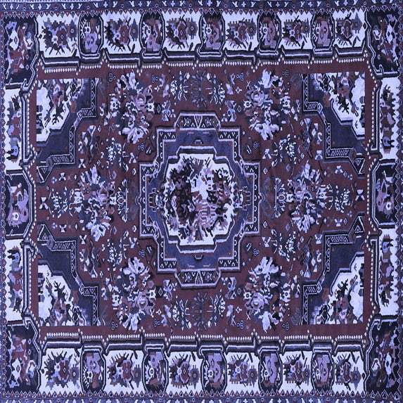 Ahgly Company Indoor Square Persian Blue Traditional Area Rugs, 5' Square