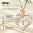 thumbnail image 2 of Ydou Rose Heart Initial Necklace for Women, 14K White Gold Plated Love Heart Letters with Rose Flower Pendant Necklace for Women, 2 of 9