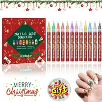 SDOHIG 12 Colors Nail Art Pens Set, Christmas Nail Art Markers for Gel Nails, Nail Art Pens for Painting Nails, Diy Manicure Tools,Birthday Holiday Gifts for Women