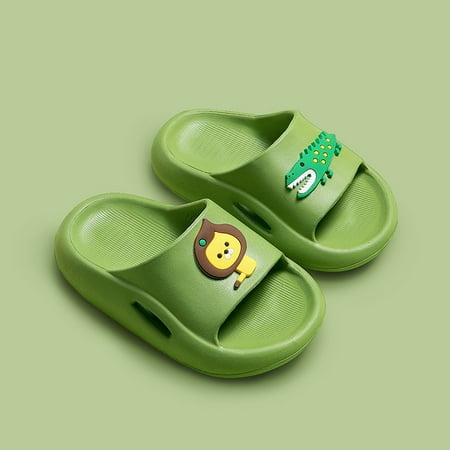 

Children s Slippers Thick Soft EVA Sole Flip Flop Cute Cartoon Design Non-Slip Home Shoes for Kids Summer Beach Green 24/25