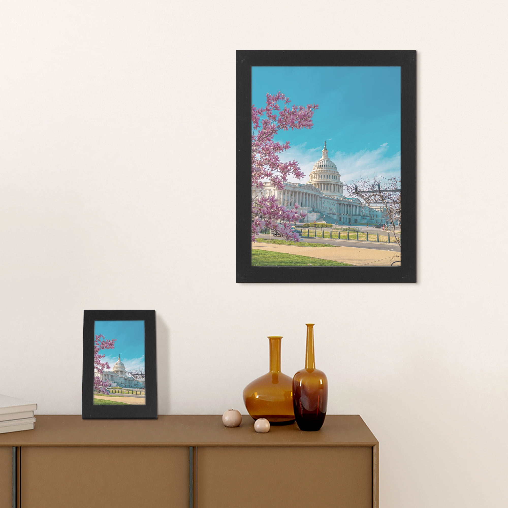 Unique Bargains Picture Frame for Tabletop Wall Photo Frames Black 8.5x11