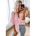 thumbnail image 3 of Women's Pink Stripe Buttoned Long Sleeve Casual Shirt, 3 of 9
