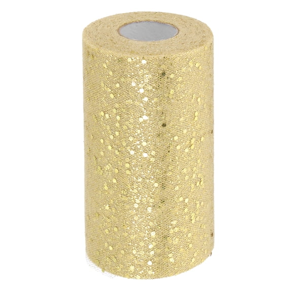 Uxcell 6 Inch by 50 Yards Tulle Fabric Rolls for DIY Tutu Skirts Crafts Wedding Party, Champagne Gold