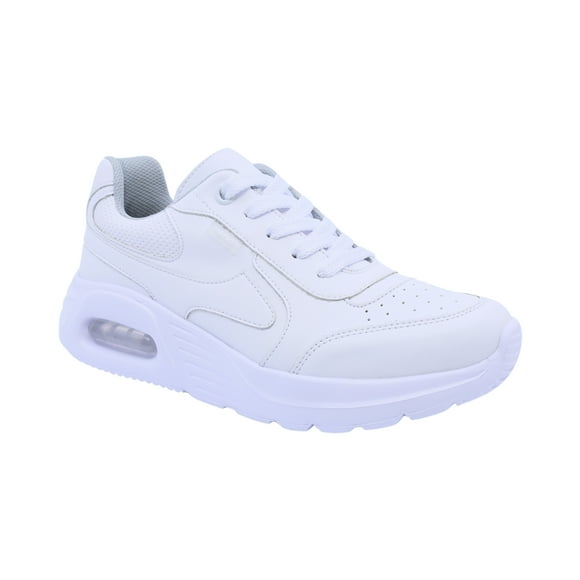 Tenis escolar Audaz para niño de corte piel blanco Mulán con ajuste agujetas