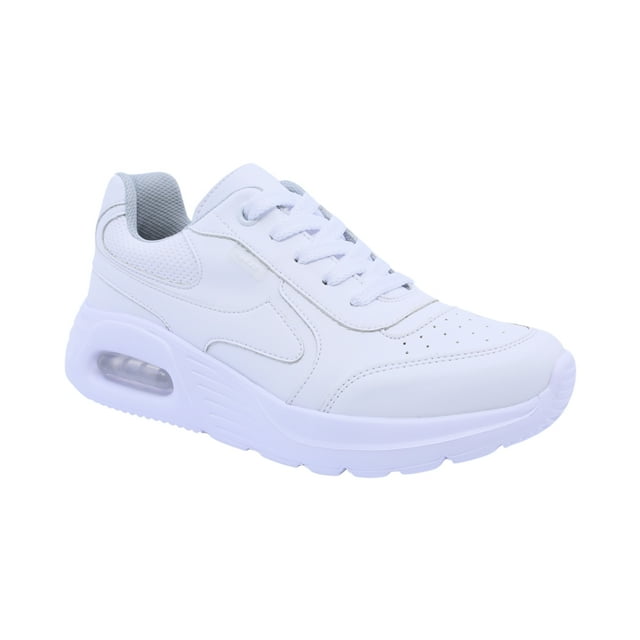 Tenis escolar Audaz para niño de corte piel blanco Mulán con ajuste agujetas