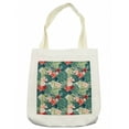 thumbnail image 1 of Leaf Tote Bag, Summer Beach Holiday Themed Hibiscus Plumeria Crepe Ginger Flowers, Cloth Linen Reusable Bag for Shopping Books Beach and More, 16.5" X 14", Cream, by Ambesonne, 1 of 2