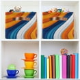 thumbnail image 6 of Yayeee Canvas Storage Basket with Handles for Shelves Fabric Bins Closet Organizer, Orange Abstract Wavy, 6 of 8
