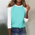 thumbnail image 7 of Shirt for Women's Fashion Casual Raglan Sleeve Round Neck 3/4 Sleeve Loose Printed T-Shirt Ladies Top, 7 of 7
