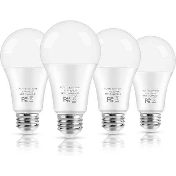 QYUN-Led Light Bulbs, 100 Watt Equivalent A19 Led Bulbs, 13W 3000K Soft White 1500 Lumens Non-Dimmable Bright E26 Edison Medium Screw Bulbs For Home Bedroom Kitchen Living Room Office Lamp, 4-Pack