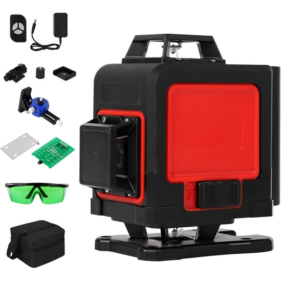Laser Level, 360 Self Leveling, 4 x 360° High Brightness Cross Line Laser for Construction and Picture Hanging, 16 Green Laser Level Tool with 3000 mAh Rechargeable Battery & Hard Carry Case