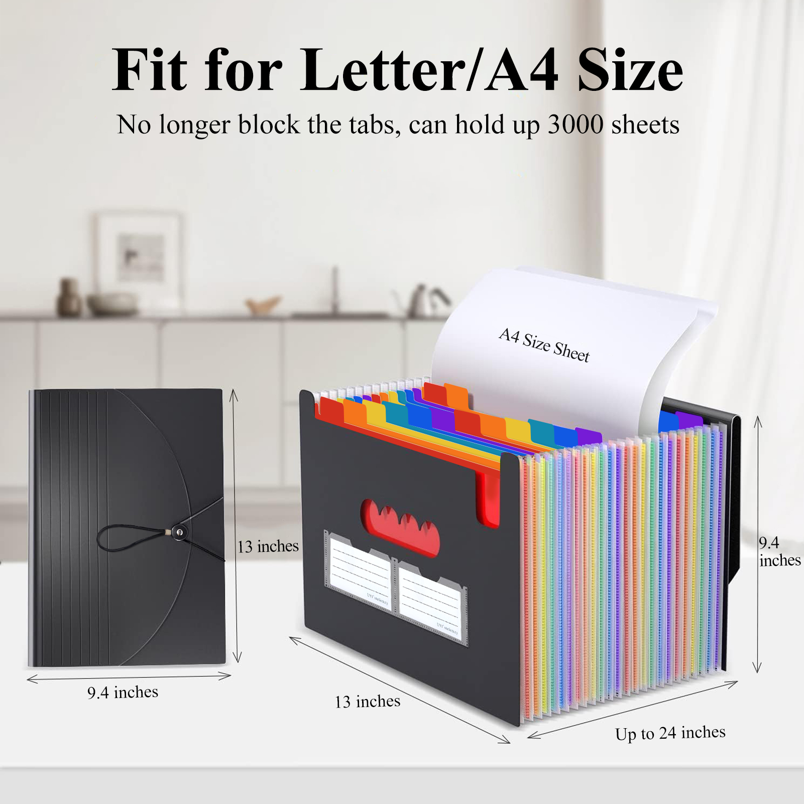 cyrico 25-Pocket Accordion File Organizer, Expandable, Black photo 3
