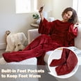 thumbnail image 6 of Catalonia Wearable TV Blanket with Sleeves Arms & Feet pockets for Adult Micro Plush Fleece Large Wrap Throw Robe 73" x 53", 6 of 9