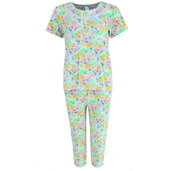 Elegant Emily Yellow Floral Capri Set (Women's Plus)