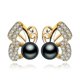 thumbnail image 1 of Pendientes de perlas naturales de agua dulce LSOOYH, ideales para bodas y fiestas, con circonitas cúbicas y forma de mariposa., 1 of 5
