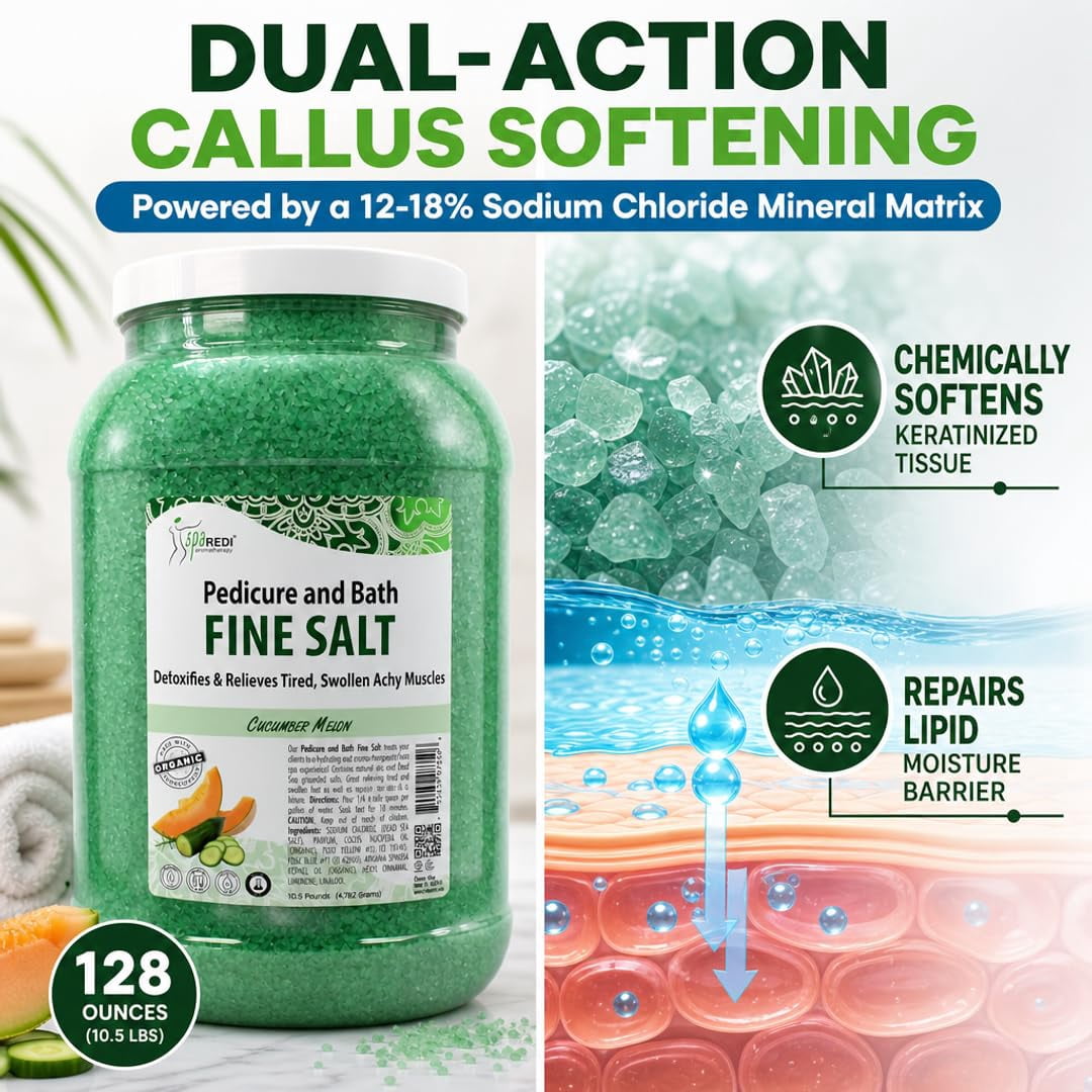 SPA REDI - Detox Foot Soak Pedicure and Bath Fine Salt, Cucumber and Melon, 128 Oz - Made with Dead Sea Salts, Argan Oil, Coconut Oil, and Essential Oil - Hydrates, Softens and Moisturizes