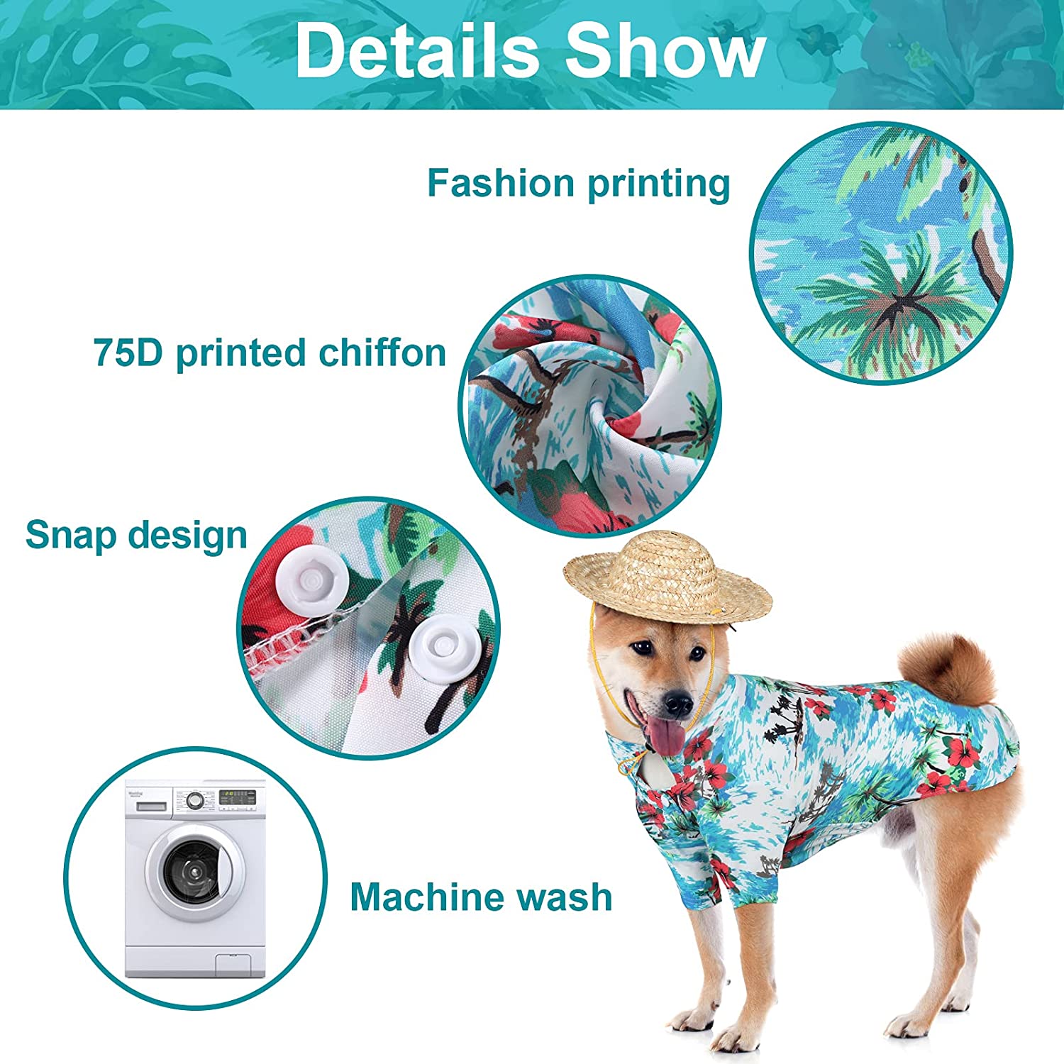 Hawaiian Dog Shirt with Adjustable 