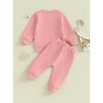 thumbnail image 4 of Wassery Infant Girls Fall Outfits Sets 6M 12M 18M 24M 3T Toddler Girls Long Sleeve Letter Print Sweatshirts Long Pants Sets 2Piece Casual Autumn Clothing for Baby Girls, 4 of 9