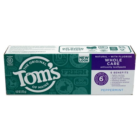 Toms Nat Toothpaste Whole Care Peppermint 4oz (Pack of 3)
